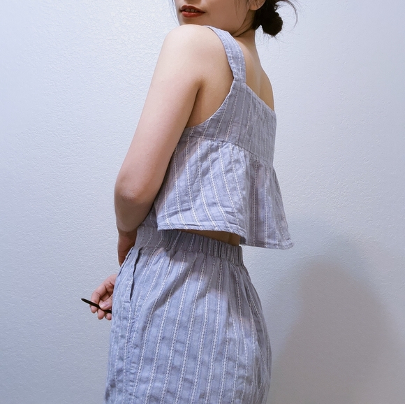Strappy Pastel Blue Stripe Mini Romper - Picture 5 of 10